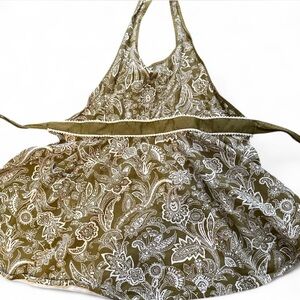 vintage green paisley apron